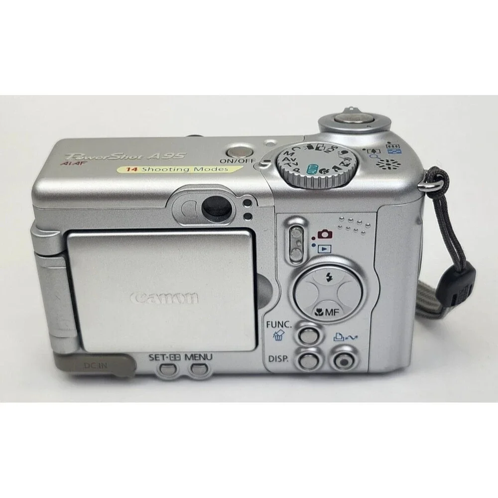 Canon PowerShot A95 Digital Camera 5.0 MP Silver w/ Accessories For Repair